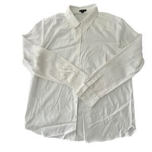 Ann Taylor Shirt Womens XL White Stretch Button Up Long Sleeve Blouse Classic